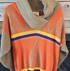 VINTAGE Macho Sweater Men's Cowl Neck 70's Style Size Med Wool Blend